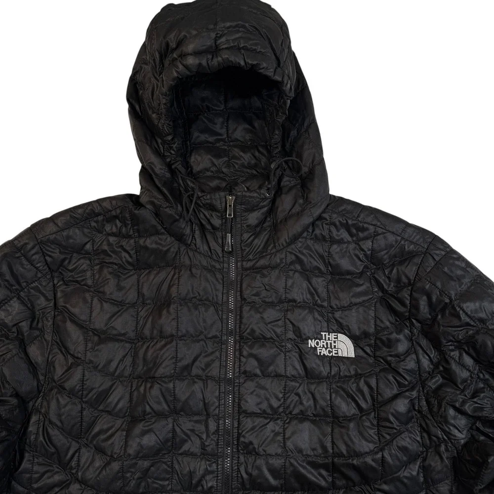 The North Face Thermoball Hooded Jacket Black Quilted Puffer Mens Medium‎ C761